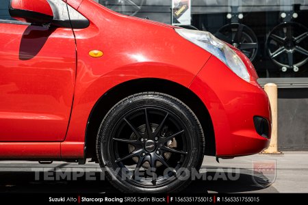 15x6.5 Starcorp Racing SR05 Satin Black on Suzuki Alto