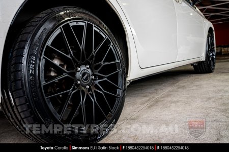 18x8.0 Simmons EU1 Satin Black on Toyota Corolla