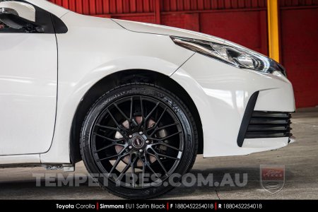 18x8.0 Simmons EU1 Satin Black on Toyota Corolla