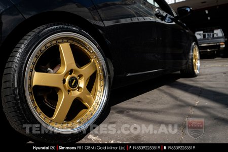 19x8.5 19x9.5 Simmons FR-1 Gold on Hyundai i30