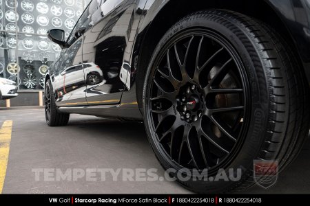 18x8.0 Starcorp Racing 498 MForce Satin Black on VW Golf