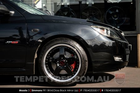 17x8.5 17x9.5 Simmons FR-1 Gloss Black on Mazda 3