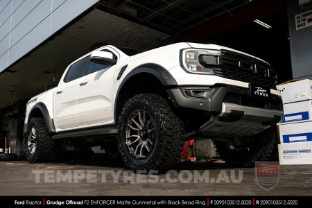 20x9.0 Grudge Offroad F2 Enforcer Matte Gunmetal on Ford Ranger Raptor