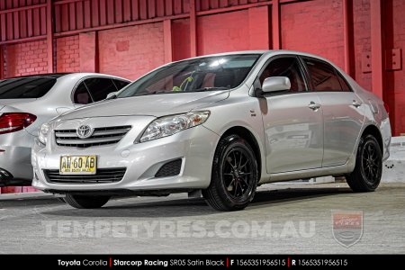 15x6.5 Starcorp Racing SR05 Satin Black on Toyota Corolla