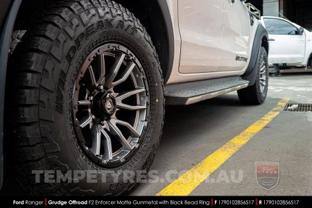 17x9.0 Grudge Offroad F2 Enforcer Matte Gunmetal on Ford Ranger