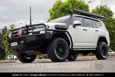 18x9.0 Grudge Offroad F2 Enforcer Satin Black on Toyota 300 Series