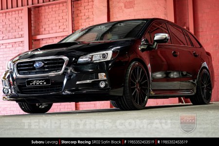 19x8.5 Starcorp Racing SR02 Satin Black on Subaru Levorg