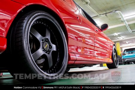 19x8.5 19x9.5 Simmons FR-1 Satin Black on Holden Commodore