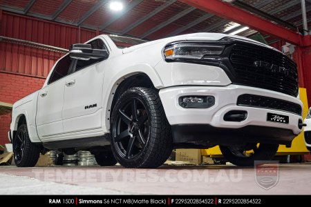 22x9.5 Simmons S6 Matte Black NCT on Ram 1500