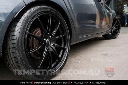 17x7.0 Starcorp Racing SR05 Satin Black on Ford Fiesta