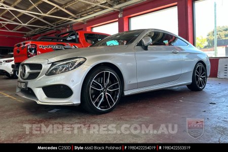 19x8.0 6660 Black Polished on Mercedes C-Class