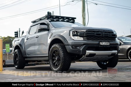 20x9.0 Grudge Offroad F1 Fury Full Matte Black on Ford Ranger Raptor