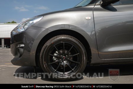 16x7.0 Starcorp Racing SR05 Satin Black on Suzuki Swift