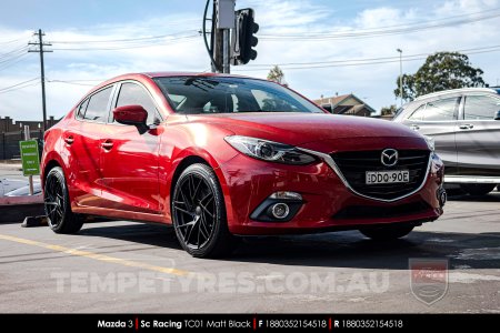 18x8.0 SC Racing TC01 Matt Black on Mazda 3