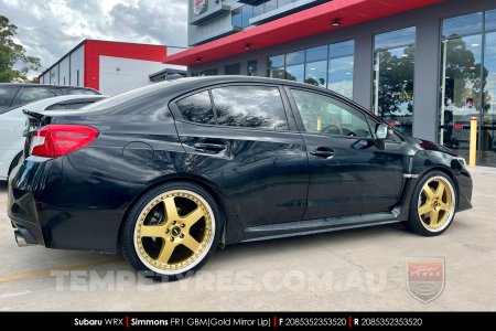 20x8.5 20x9.5 Simmons FR-1 Gold on Subaru WRX