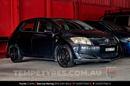 15x6.5 Starcorp Racing SR05 Satin Black on Toyota Corolla