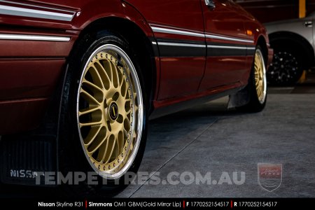 17x7.0 17x8.5 Simmons OM-1 Gold on Nissan Skyline