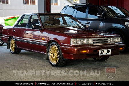 17x7.0 17x8.5 Simmons OM-1 Gold on Nissan Skyline