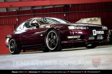 19x8.5 19x9.5 Simmons FR-1 Hyper Dark on Nissan 200SX