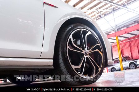 18x8.0 5665 Black Polished on VW Golf GTI