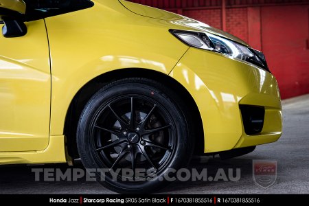 16x7.0 Starcorp Racing SR05 Satin Black on Honda Jazz