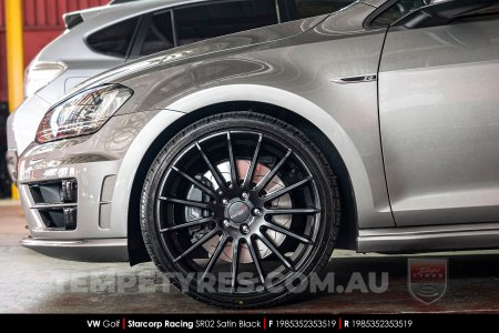 19x8.5 Starcorp Racing SR02 Satin Black on VW Golf R