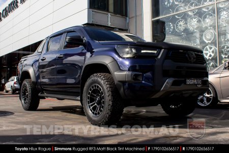 17x9.0 Simmons RUGGED RF3 Matt Black Tint Machined on Toyota Hilux