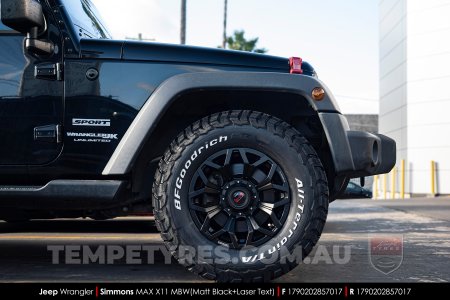 17x9.0 Simmons MAX X11 MBW on Jeep Wrangler