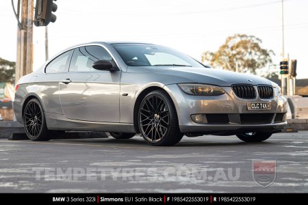 19x8.5 Simmons EU1 Satin Black on BMW 3 Series