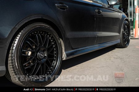 19x8.5 19x9.5 Simmons OM-1 Satin Black on Audi A3