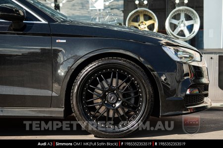 19x8.5 19x9.5 Simmons OM-1 Satin Black on Audi A3