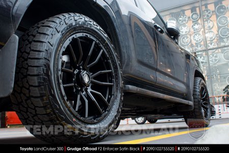 20x9.0 Grudge Offroad F2 Enforcer Satin Black on Toyota Landcruiser