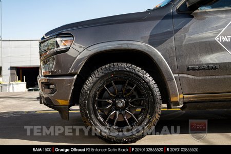 20x9.0 Grudge Offroad F2 Enforcer Satin Black on Ram 1500