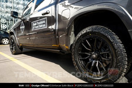 20x9.0 Grudge Offroad F2 Enforcer Satin Black on Ram 1500