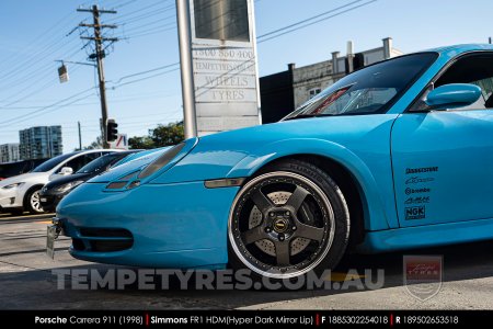18x8.5 18x9.5 Simmons FR-1 Hyper Dark on Porsche Carrera