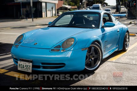 18x8.5 18x9.5 Simmons FR-1 Hyper Dark on Porsche Carrera