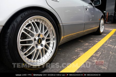 18x8.5 Simmons OM-1 Silver on Lexus LS