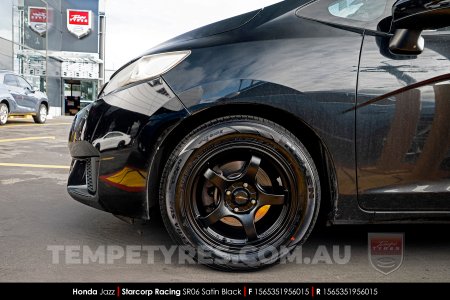 15x6.5 Starcorp Racing SR06 Satin Black on Honda Jazz