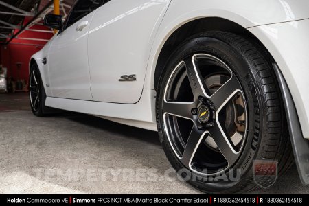 18x8.0 18x9.0 Simmons FR-CS Matte Black Chamfer Edge on Holden Commodore VE