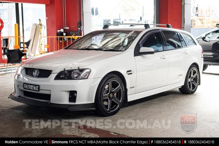 18x8.0 18x9.0 Simmons FR-CS Matte Black Chamfer Edge on Holden Commodore VE