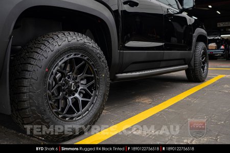 18x9.0 Simmons Rugged R4 Black Tinted on BYD Shark 6