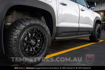 18x9.0 Simmons Rugged Extreme Satin Black on BYD Shark 6