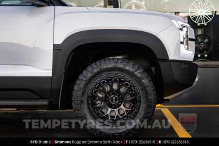 18x9.0 Simmons Rugged Extreme Satin Black on BYD Shark 6