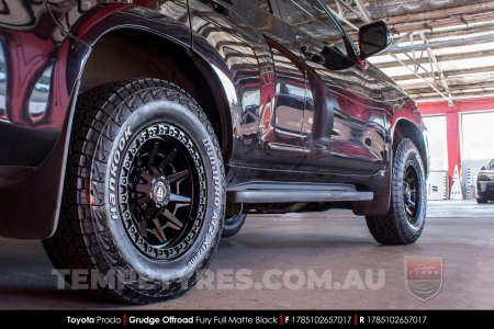 17x8.5 Grudge Offroad F1 Fury Matte Black on Toyota Prado