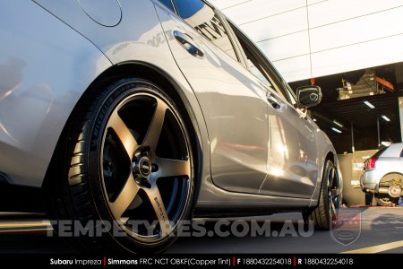 18x8.0 18x9.0 Simmons FR-C Copper Tint NCT on Subaru Impreza