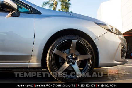 18x8.0 18x9.0 Simmons FR-C Copper Tint NCT on Subaru Impreza