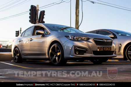 18x8.0 18x9.0 Simmons FR-C Copper Tint NCT on Subaru Impreza