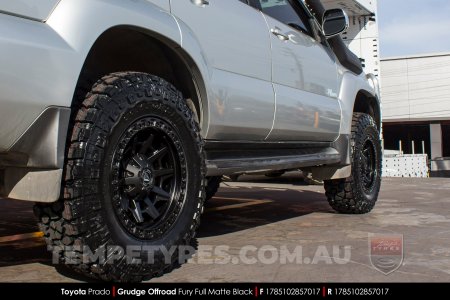 17x8.5 Grudge Offroad F1 Fury Matte Black on Toyota Prado
