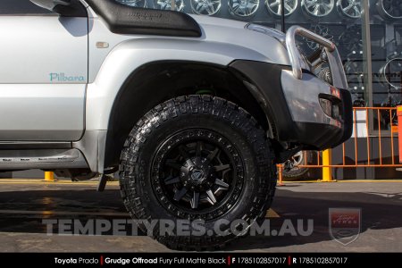 17x8.5 Grudge Offroad F1 Fury Matte Black on Toyota Prado