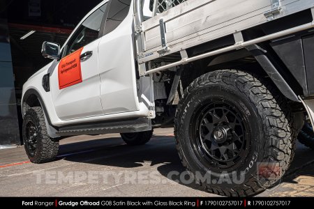 17x9.0 Grudge Offroad G08 Satin Black with Gloss Black Ring on Ford Ranger